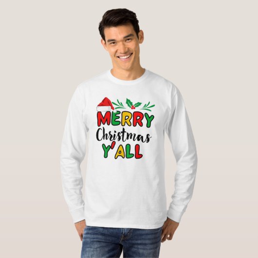 Vrolijk kerstfeest Y'all T-Shirt (Voorkant volledig)