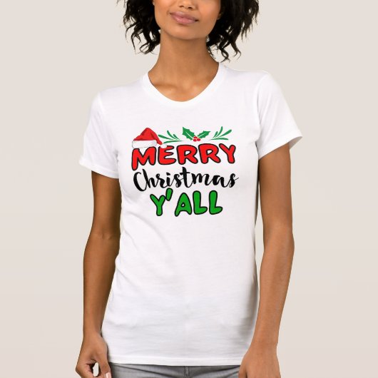 Vrolijk kerstfeest Y'all T-Shirt (Voorkant)