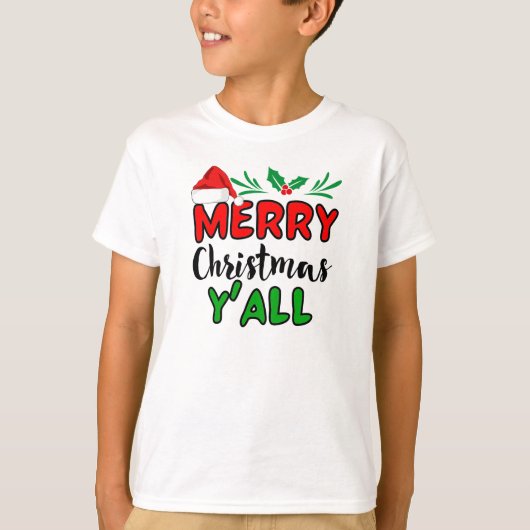 Vrolijk kerstfeest Y'all T-Shirt (Voorkant)