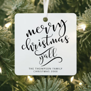 Vrolijk Kerstfeest Y'all Texas Vakantie Foto Metalen Ornament