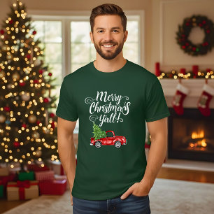 Vrolijk kerstfeest Y'all Truck Groen T-shirt