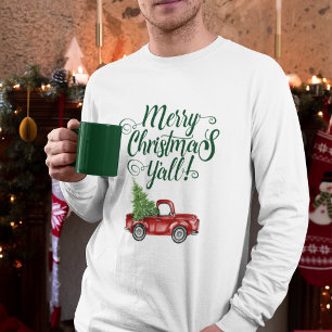 Vrolijk kerstfeest Y'all  Truck Wit Groen T-shirt