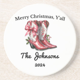 Vrolijk kerstfeest Y'all Zandsteen Onderzetter