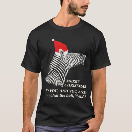 Vrolijk kerstfeest Y'all Zebra T-shirt (Voorkant)