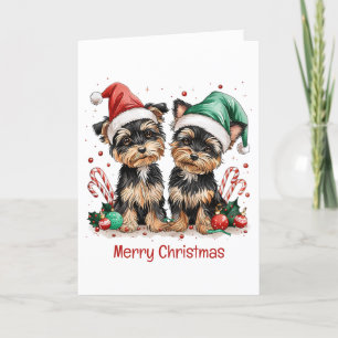 Vrolijk Kerstfeest Yorkshire Terrier Honden Feestdagen Kaart
