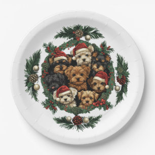 Vrolijk Kerstfeest Yorkshire Terrier Honden Papieren Bordje