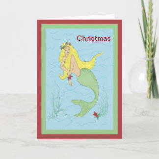 Vrolijk kerstfeest-Zeemeermin Kaart