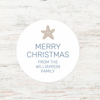 Vrolijk Kerstfeest Zeester Minimal Family White Ronde Sticker