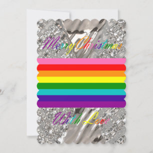 Vrolijk Kerstfeest Zilveren Lichten Elegante LGBT Feestdagenkaart