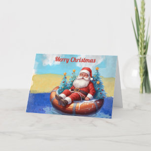 Vrolijk Kerstfeest Zomerstrand Santa Warm Wishes Feestdagen Kaart