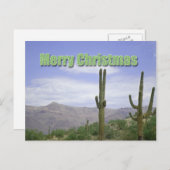Vrolijk kerstfeest zuidwest landschap met Saguaros Feestdagenkaart (Voorkant / Achterkant)