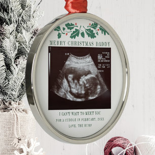 Vrolijk kerstfeest Zwangerschap Ultrasound Baby Metalen Ornament