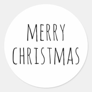 vrolijk kerstfeest. Zwart en wit schattig eenvoudi Ronde Sticker