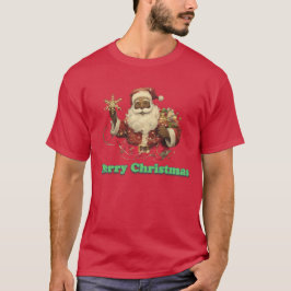 Vrolijk Kerstfeest Zwart Kerstman T-shirt