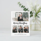 Vrolijk kerstfeest | Zwart-wit multi-fotonet Feestdagenkaart (Staand voorkant)