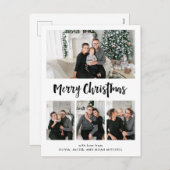 Vrolijk kerstfeest | Zwart-wit multi-fotonet Feestdagenkaart (Voorkant / Achterkant)