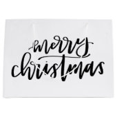 Vrolijk kerstfeest - Zwarte en witte tas Groot Cadeauzakje (Voorkant)