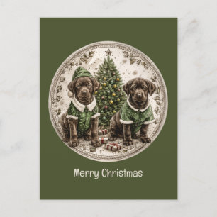 Vrolijk Kerstfeest Zwarte Labrador Retriever Puppy Briefkaart