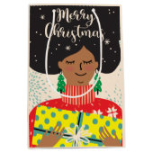 Vrolijk kerstfeest, zwarte vrouw, heldere Sweater  Medium Cadeauzakje (Voorkant)