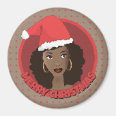 Vrolijk kerstfeest, zwarte vrouw kerstmuts magneet (Voorkant)
