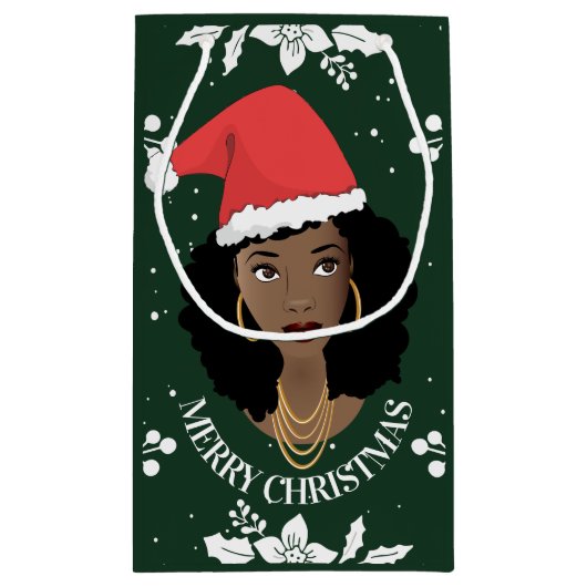 Vrolijk kerstfeest, Zwarte Vrouw met Kerstman, Gro Klein Cadeauzakje (Achterkant)