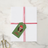 vrolijk kerstfeest! Zwarte vrouw, rode kerstmuts, Cadeaulabel (Met Touw)