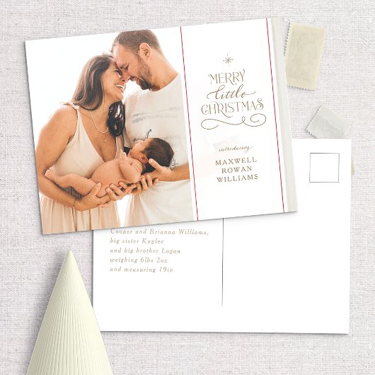 Vrolijk kerstfeestdag geboorteaankondiging briefkaart