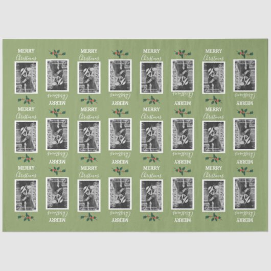 Vrolijk kerstfeestelijk Gepersonaliseerd foto - gr Tissuepapier (Voorkant)