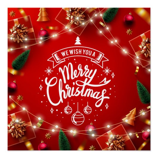 Vrolijk kerstfeestelijke kerstdecorratie perfect poster (Voorkant)