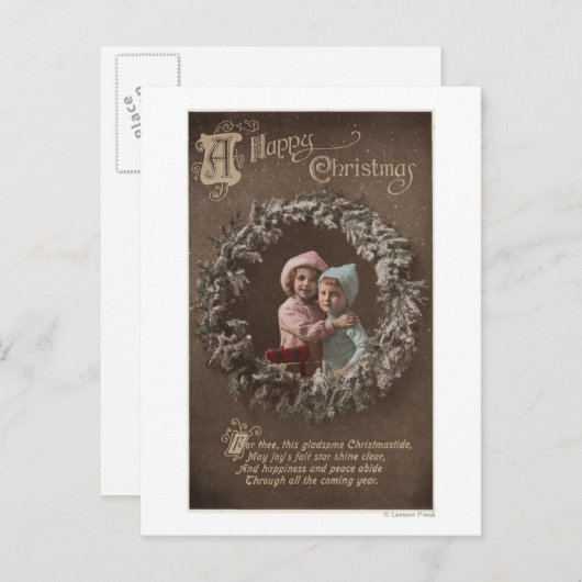 Vrolijk kerstfeestKleine Kinder beugeling Feestdagenkaart (Voorkant / Achterkant)