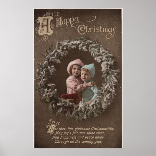 Vrolijk kerstfeestKleine Kinder beugeling Poster (Voorkant)