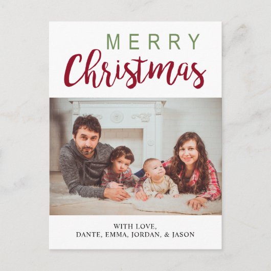 Vrolijk kerstfoto briefkaart Red Green Elegant (Voorkant)