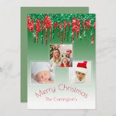 Vrolijk kerstfoto Glitter Drip Drie Afbeeldingen (Voorkant / Achterkant)
