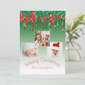 Vrolijk kerstfoto Glitter Drip Drie Afbeeldingen (Staand voorkant)
