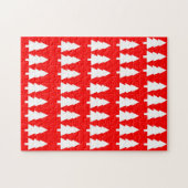 Vrolijk kerstgebaar witte bomen rood legpuzzel (Horizontaal)