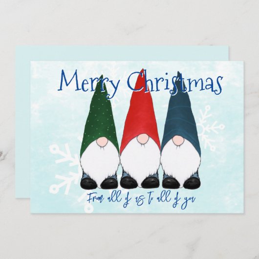 Vrolijk kerstgebak en Snowflakes op blauw Feestdagenkaart (Voorkant / Achterkant)