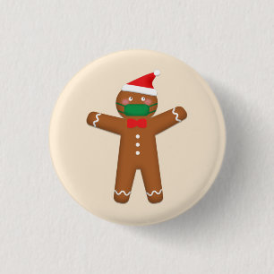 Vrolijk kerstgebak Man in Face Mask 2020 Ronde Button 3,2 Cm
