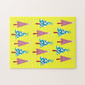 Vrolijk kerstgebak Roze blauwe kerstbomen Legpuzzel (Horizontaal)