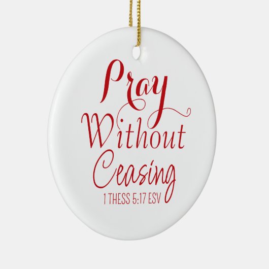 Vrolijk kerstgebed Bijbelvers Rood en Wit Keramisch Ornament (Rechts)