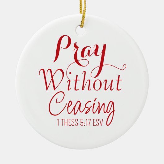 Vrolijk kerstgebed Bijbelvers Rood en Wit Keramisch Ornament (Voorkant)