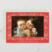 Vrolijk kerstgebladerte Lijst vakantiefoto Feestdagenkaart (Voorkant / Achterkant)