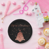 Vrolijk kerstgeblam en glitter Pink en Black Papieren Bordje (Feest)
