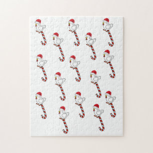 Vrolijk kerstgebluste kerstkippen legpuzzel
