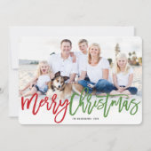 Vrolijk kerstgebrand kalligrafie Moderne foto Feestdagenkaart (Voorkant)