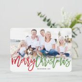 Vrolijk kerstgebrand kalligrafie Moderne foto Feestdagenkaart (Staand voorkant)