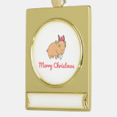 Vrolijk kerstgeit verguld banner ornament (Links)