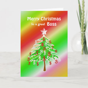 Vrolijk kerstgeld voor de baas feestdagen kaart