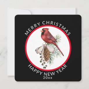 Vrolijk kerstgelukkig nieuwjaar met kardinaal feestdagenkaart