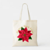 Vrolijk kerstgelukkig nieuwjaar Poinsettia Star Tote Bag (Achterkant)