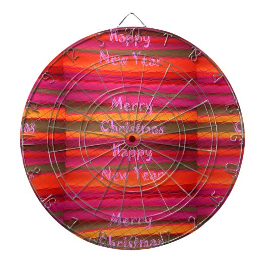 Vrolijk kerstgelukkig nieuwjaarscanvas kleurenontw dartbord (Voorkant)